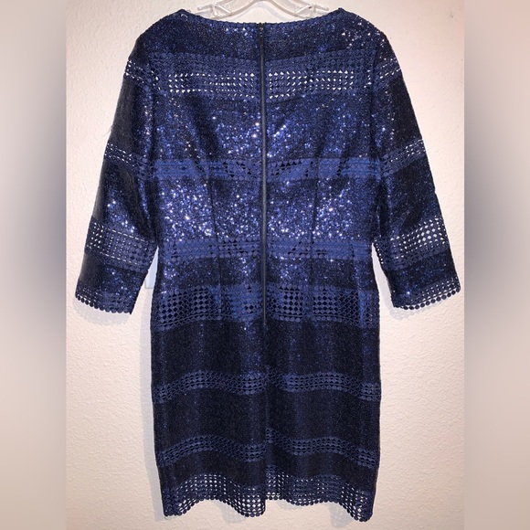 NWOT Alex Marie Navy Sequin Sheath Dress - Picture 9 of 17